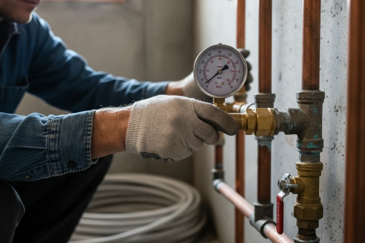 Pressure testing a repaired line during Water Line Repair in Melissa