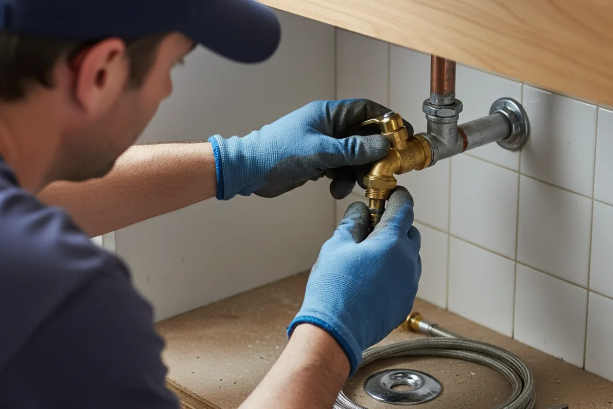 Shutoff valve and fitting work during Burst Pipe Repair in Melissa